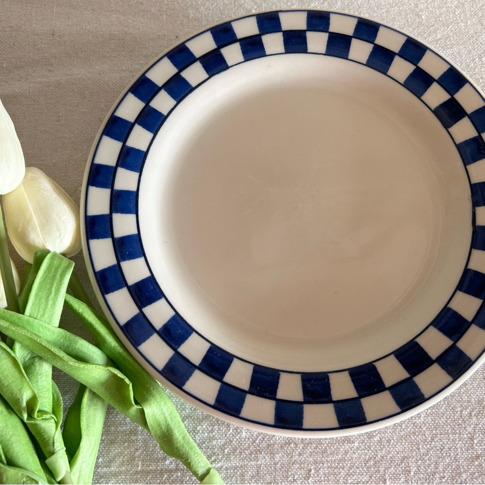 Hartstone blue checkered salad plate